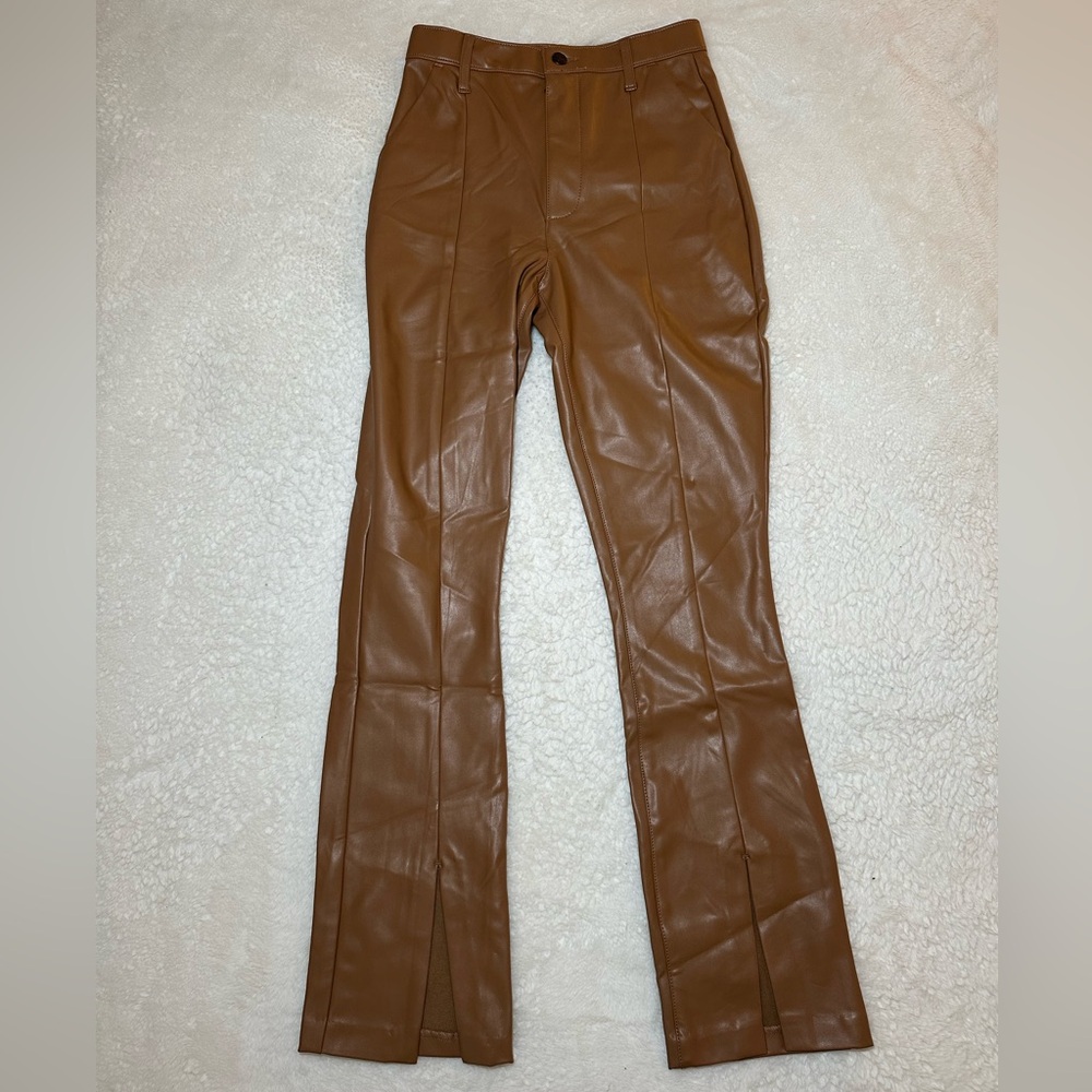 Abercrombie Pants- Ultra High Rise Skinny Vegan Leather Split Hem. Size 27R